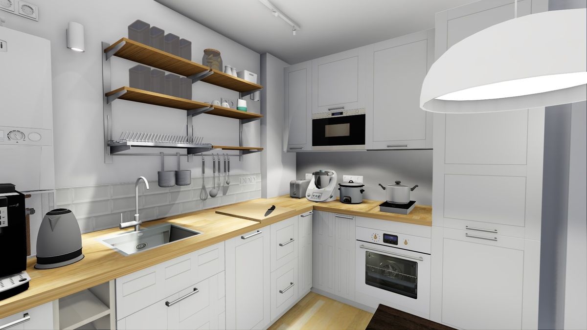 Bucătărie de 7 mp pentru o familie de trei în Brașov